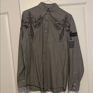 Roar Black and Gray Striped Shirt